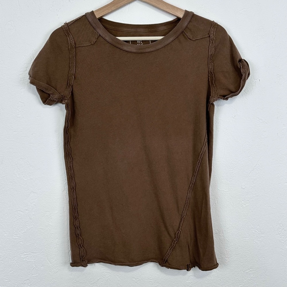 Free People We The Free Wild Tee Sz Small Short Sleeve Raw Seam Cotton T-Shirt
